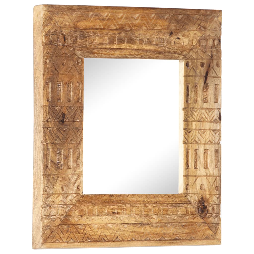 Spiegel handgesneden 50x50x2,5 cm massief mangohout - AllerleiShop