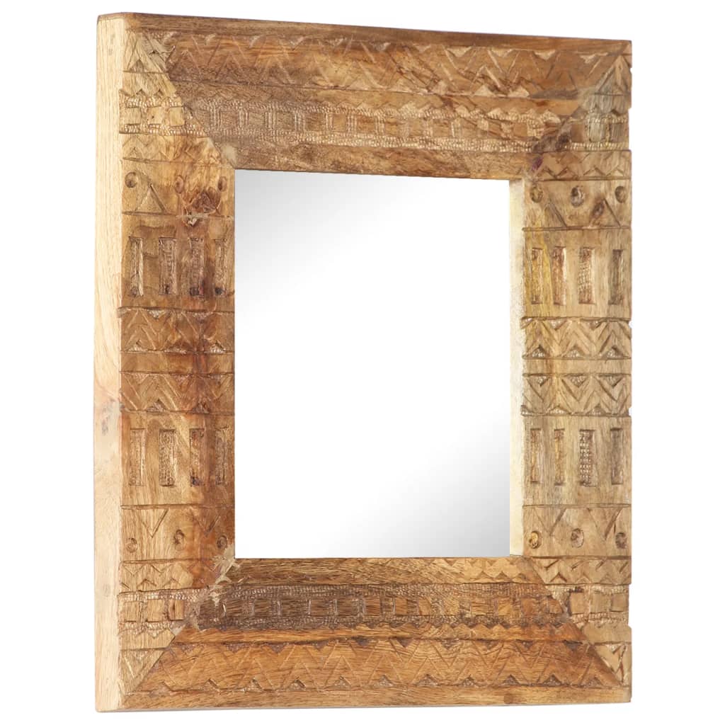 Spiegel handgesneden 50x50x2,5 cm massief mangohout - AllerleiShop