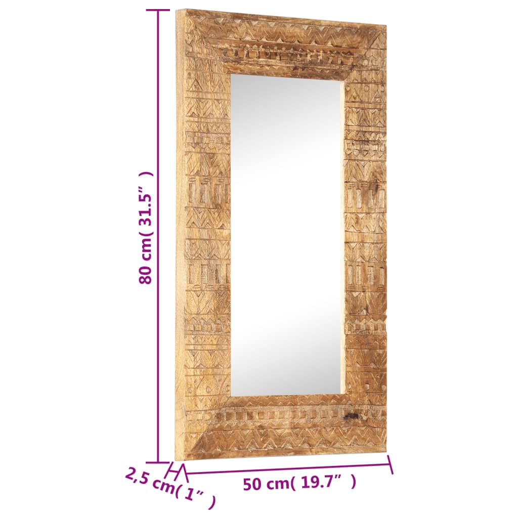 Spiegel handgesneden 80x50x2,5 cm massief mangohout - AllerleiShop