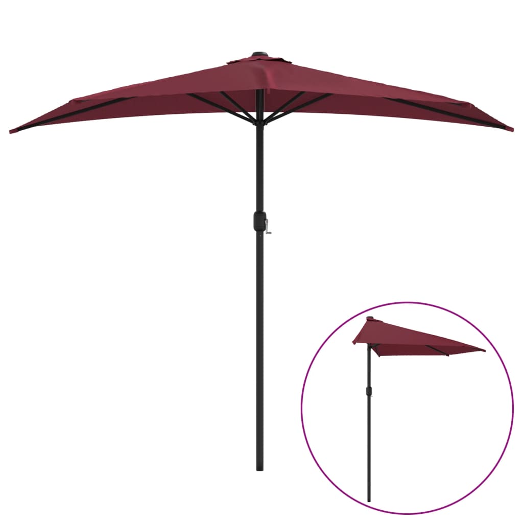 Balkonparasol half aluminium paal 270x144x222 cm bordeauxrood - AllerleiShop