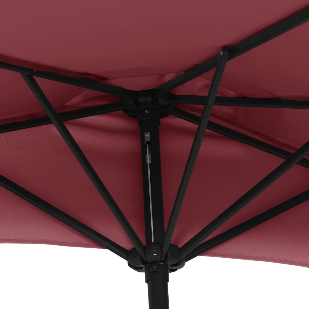 Balkonparasol half aluminium paal 270x144x222 cm bordeauxrood - AllerleiShop