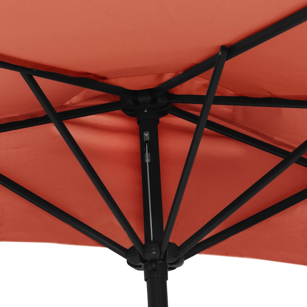 Balkonparasol half met aluminium paal 270x144x222 cm terracotta - AllerleiShop