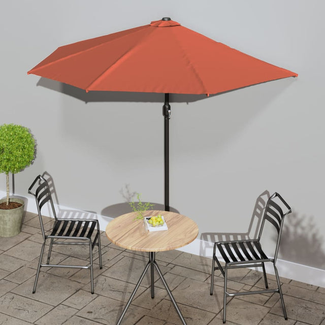 Balkonparasol half met aluminium paal 270x144x222 cm terracotta - AllerleiShop