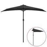 Balkonparasol half met aluminium paal 270x144x222 cm zwart - AllerleiShop