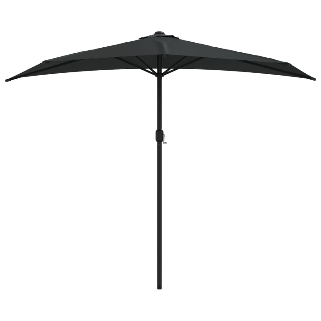 Balkonparasol half met aluminium paal 270x144x222 cm zwart - AllerleiShop