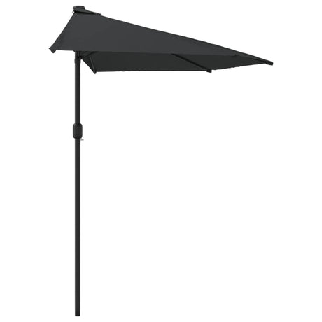 Balkonparasol half met aluminium paal 270x144x222 cm zwart - AllerleiShop