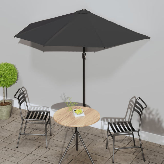 Balkonparasol half met aluminium paal 270x144x222 cm zwart - AllerleiShop