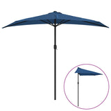 Balkonparasol half met aluminium paal 270x144x222 cm blauw - AllerleiShop