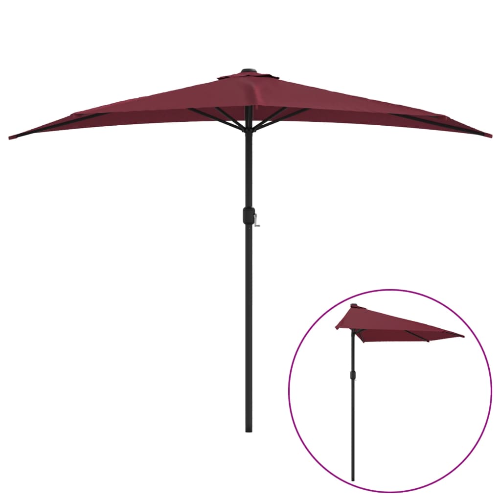 Balkonparasol half aluminium paal 300x155x223 cm bordeauxrood - AllerleiShop