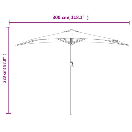 Balkonparasol half aluminium paal 300x155x223 cm bordeauxrood - AllerleiShop