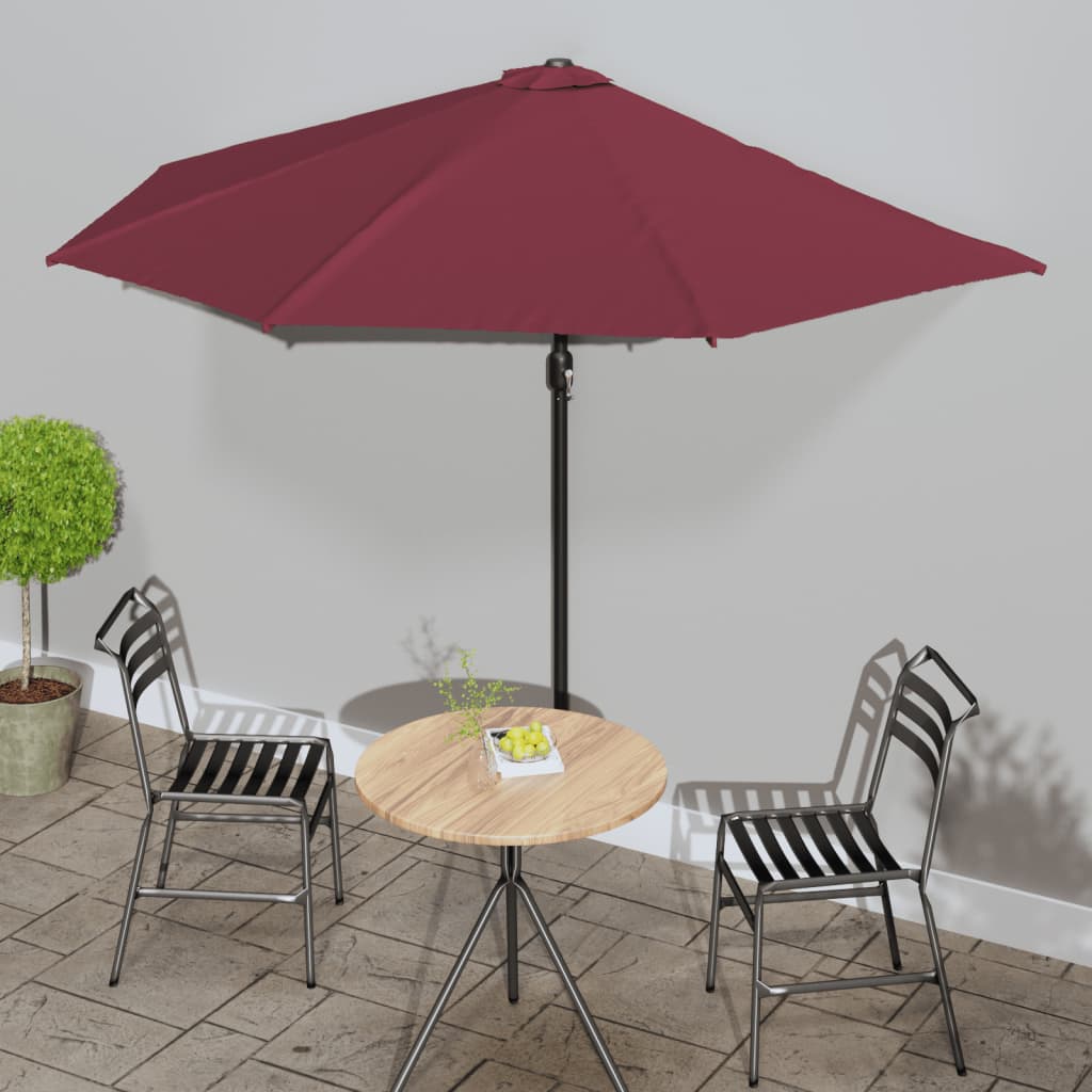 Balkonparasol half aluminium paal 300x155x223 cm bordeauxrood - AllerleiShop