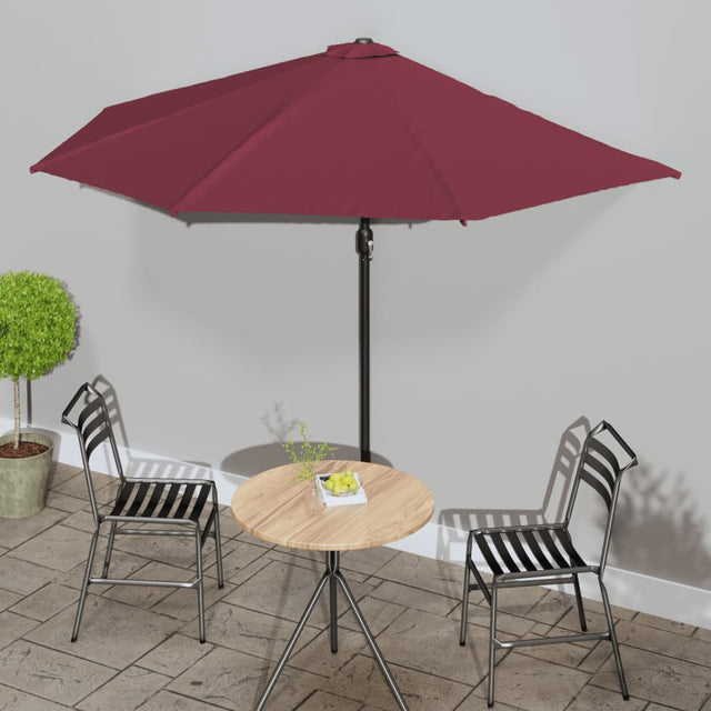 Balkonparasol half aluminium paal 300x155x223 cm bordeauxrood - AllerleiShop