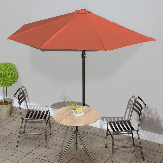 Balkonparasol half met aluminium paal 300x155x223 cm terracotta - AllerleiShop