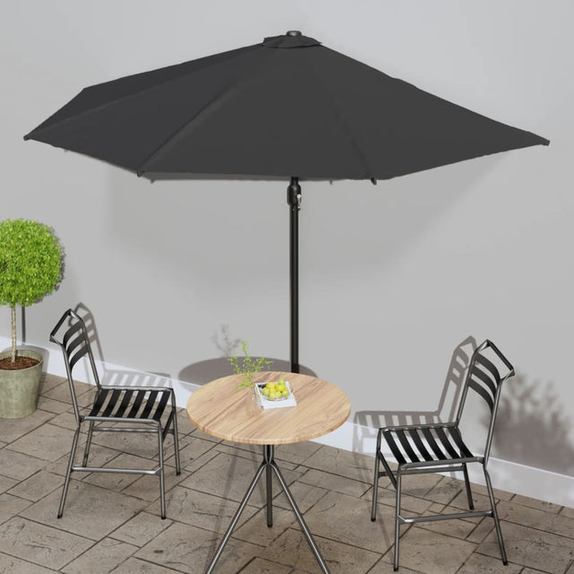 Balkonparasol half met aluminium paal 300x155x223 cm zwart - AllerleiShop