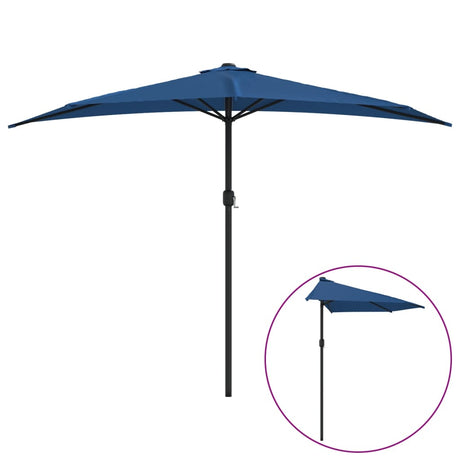 Balkonparasol half met aluminium paal 300x155x223 cm blauw - AllerleiShop