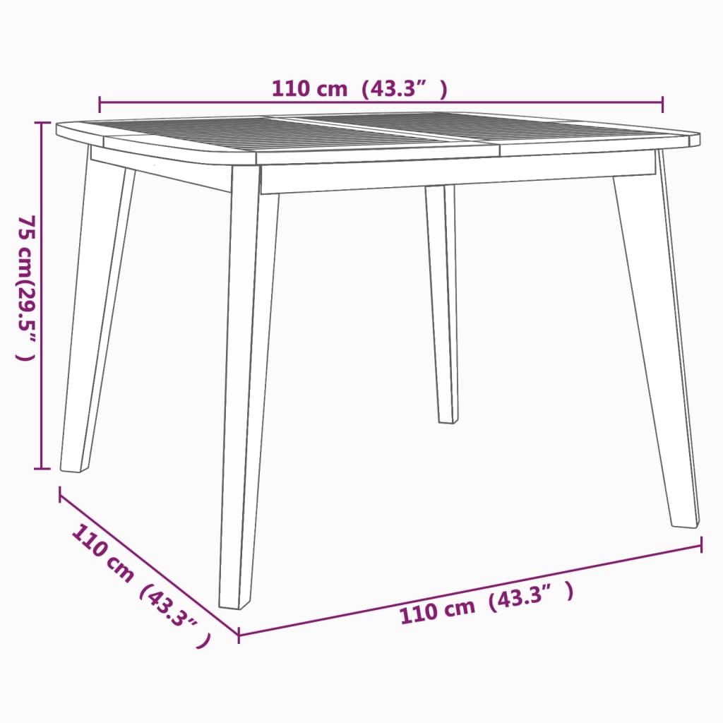 Tuintafel 110x110x75 cm massief acaciahout - AllerleiShop