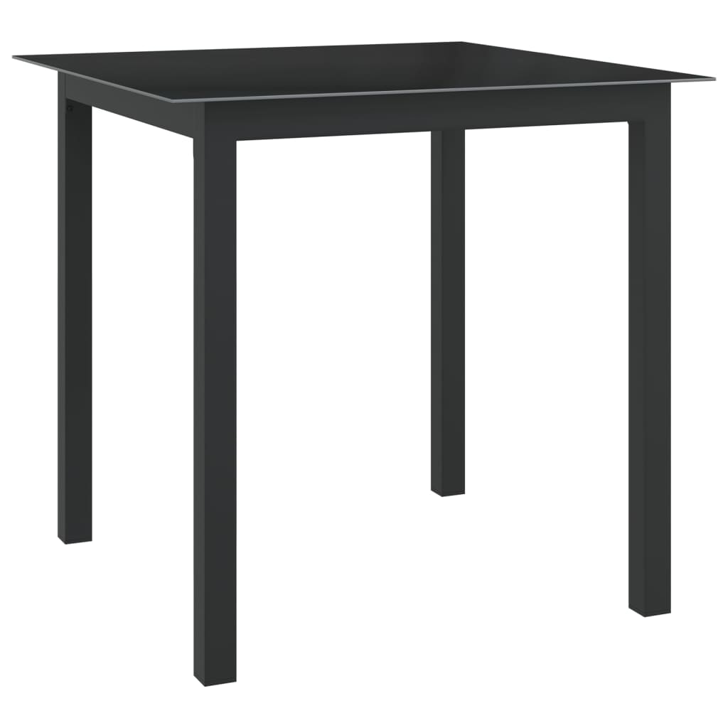 Tuintafel 80x80x74 cm aluminium en glas zwart - AllerleiShop