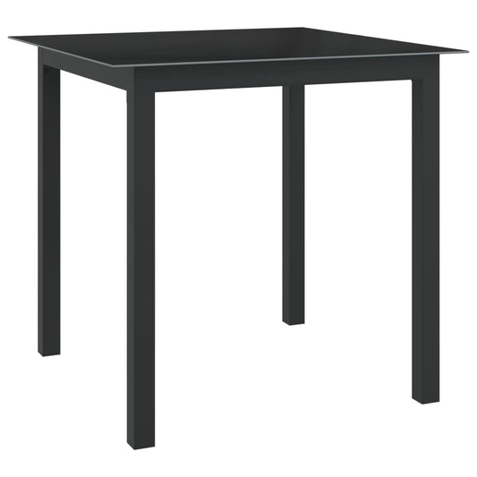 Tuintafel 80x80x74 cm aluminium en glas zwart - AllerleiShop