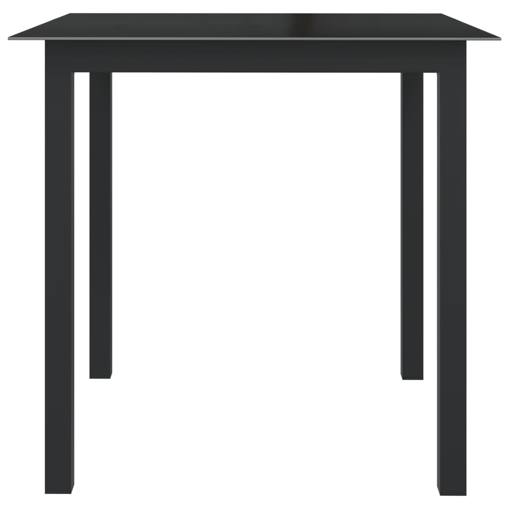 Tuintafel 80x80x74 cm aluminium en glas zwart - AllerleiShop