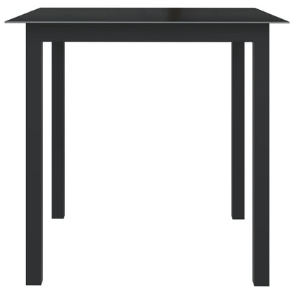 Tuintafel 80x80x74 cm aluminium en glas zwart - AllerleiShop