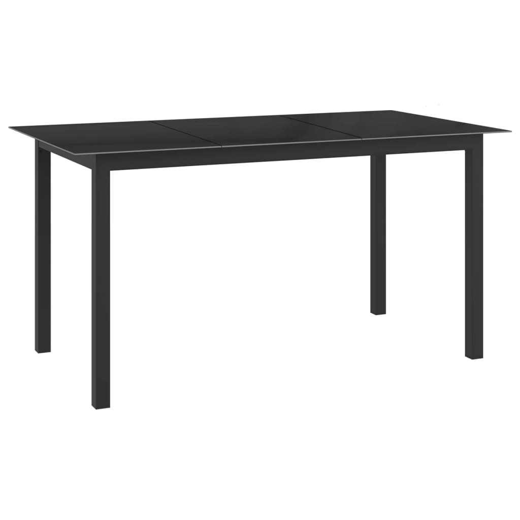 Tuintafel 150x90x74 cm aluminium en glas zwart - AllerleiShop