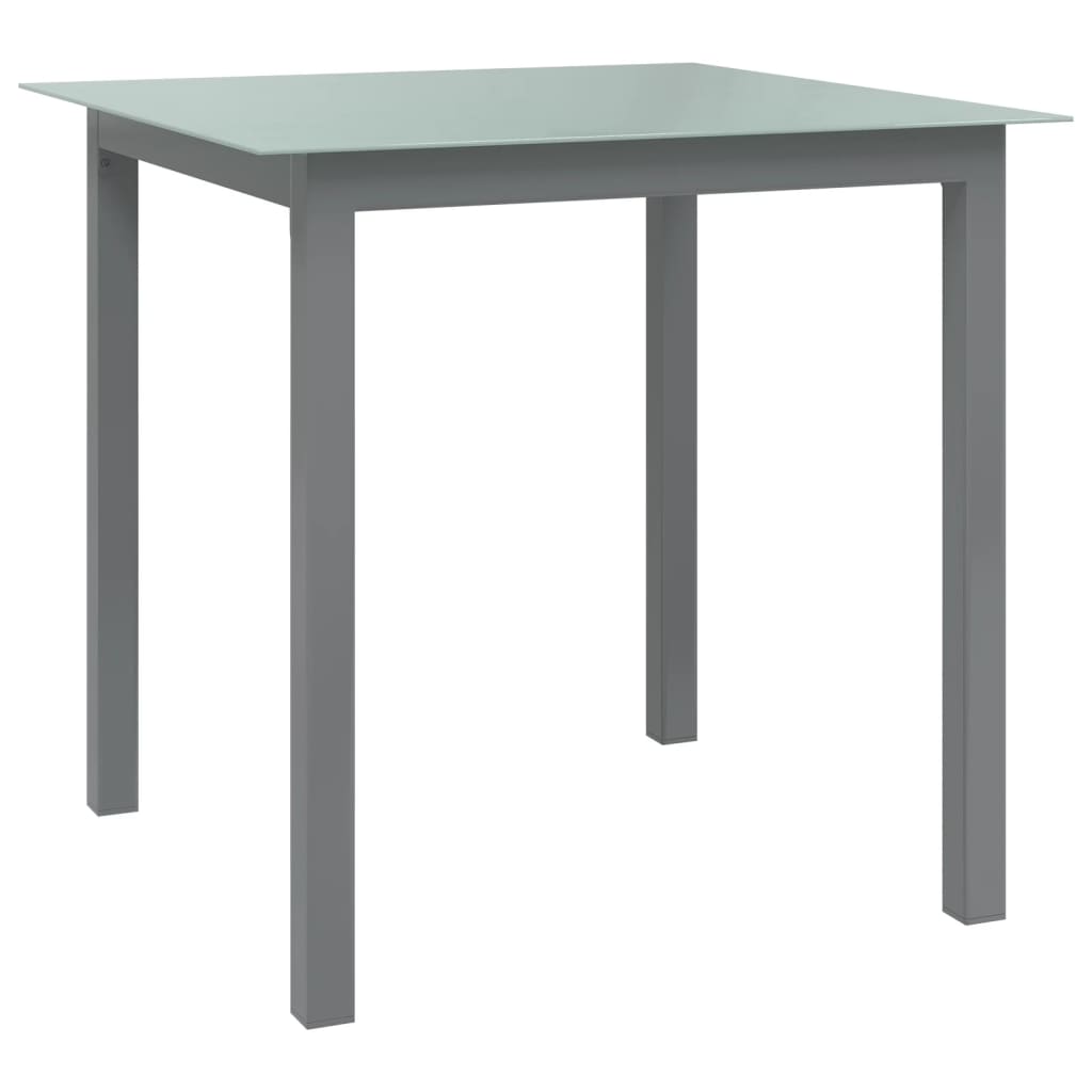 Tuintafel 80x80x74 cm aluminium en glas lichtgrijs - AllerleiShop