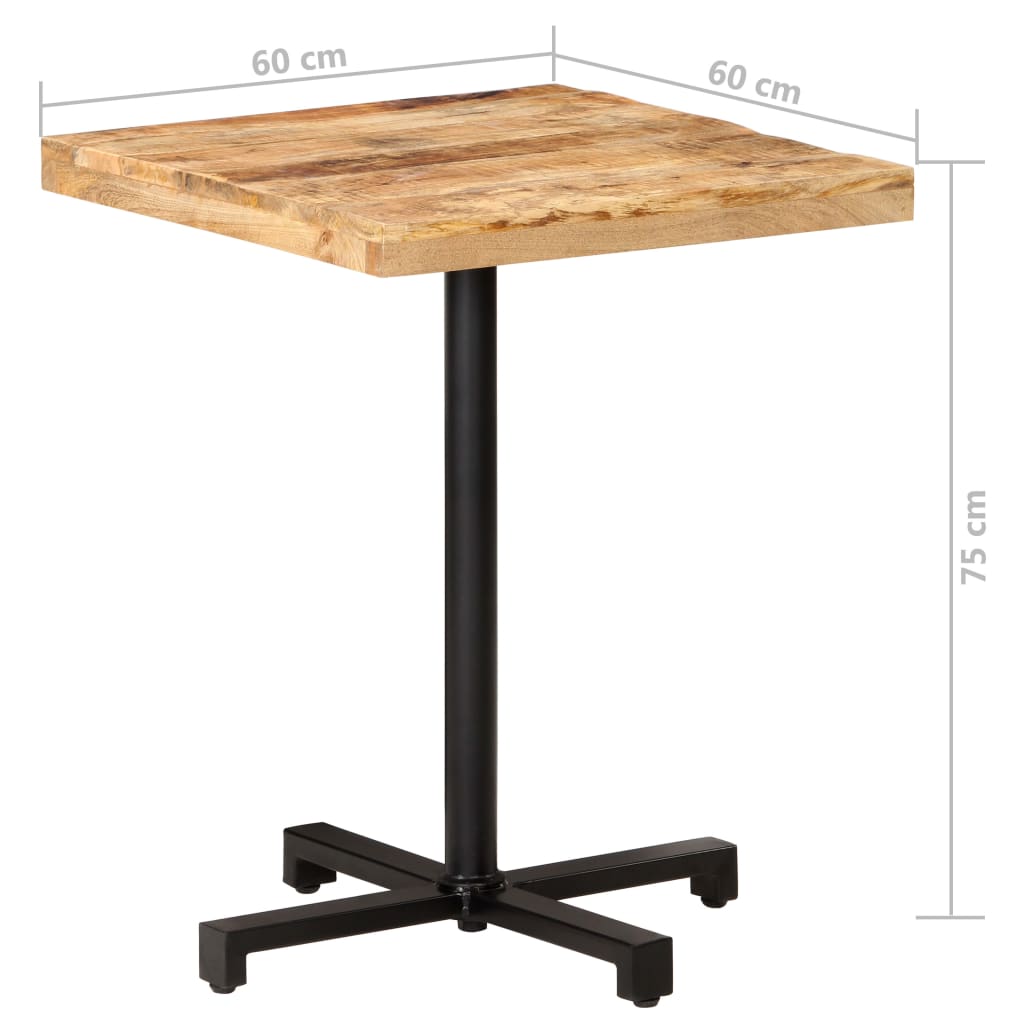 Bistrotafel vierkant 60x60x75 cm ruw mangohout - AllerleiShop