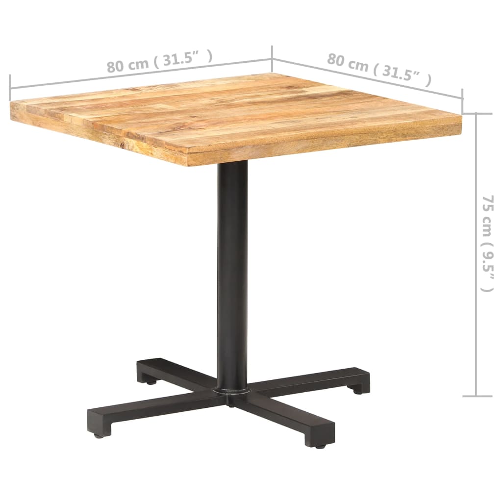 Bistrotafel vierkant 80x80x75 cm ruw mangohout - AllerleiShop