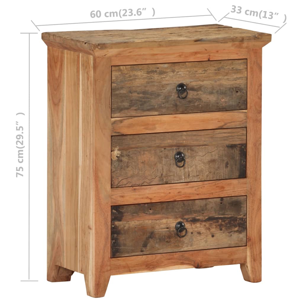 Dressoir 60x33x75 cm massief acaciahout en gerecycled hout - AllerleiShop