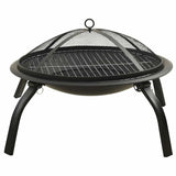 Vuurschaal en barbecue 2-in-1 met pook 56x56x49 cm staal