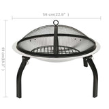 Vuurschaal en barbecue 2-in-1 met pook 56x56x49 cm rvs