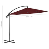 Zweefparasol met stalen paal 300 cm bordeauxrood - AllerleiShop