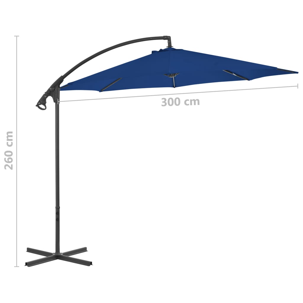 Zweefparasol met stalen paal 300 cm azuurblauw - AllerleiShop