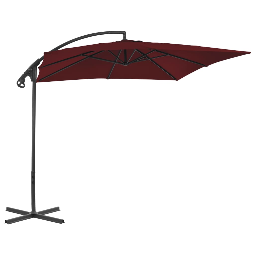 Zweefparasol met stalen paal 250x250 cm wijnrood - AllerleiShop