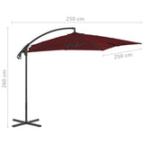 Zweefparasol met stalen paal 250x250 cm wijnrood - AllerleiShop