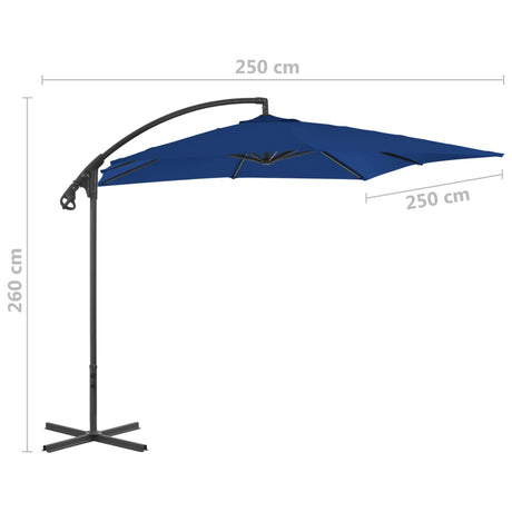 Zweefparasol met stalen paal 250x250 cm azuurblauw - AllerleiShop