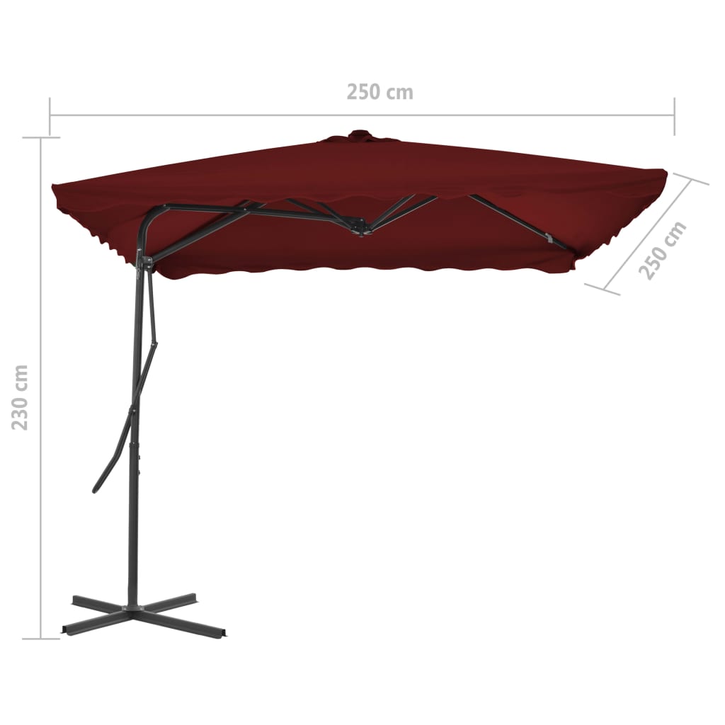 Parasol met stalen paal 250x250x230 cm bordeauxrood - AllerleiShop