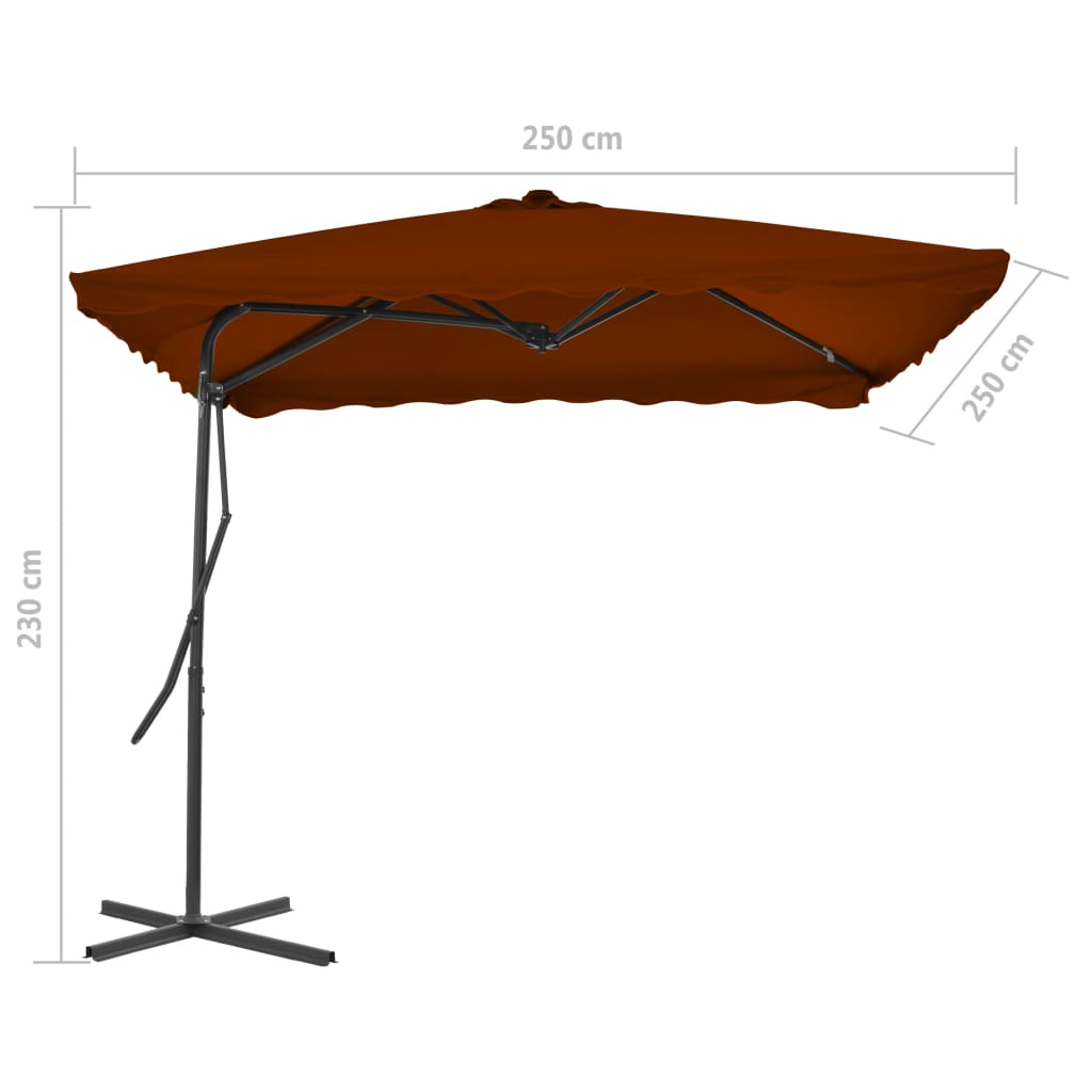 Parasol met stalen paal 250x250x230 cm terracottakleurig - AllerleiShop