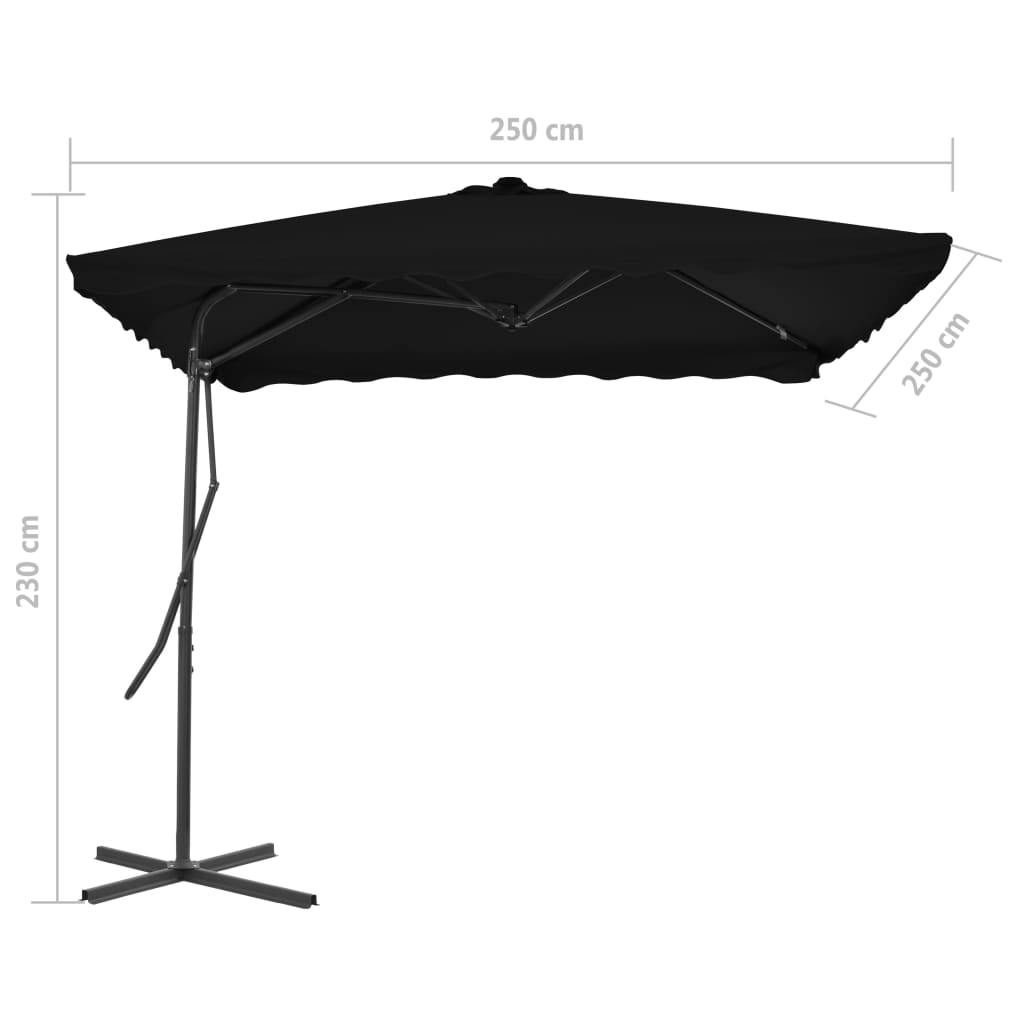 Parasol met stalen paal 250x250x230 cm zwart - AllerleiShop