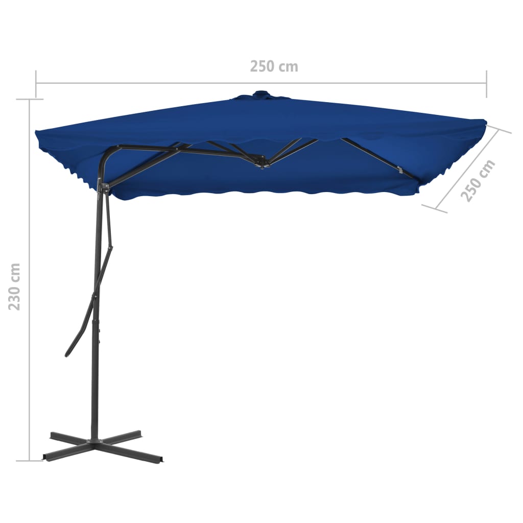 Parasol met stalen paal 250x250x230 cm blauw - AllerleiShop