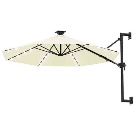 Wandparasol met LED's en metalen paal 300 cm zandkleurig - AllerleiShop