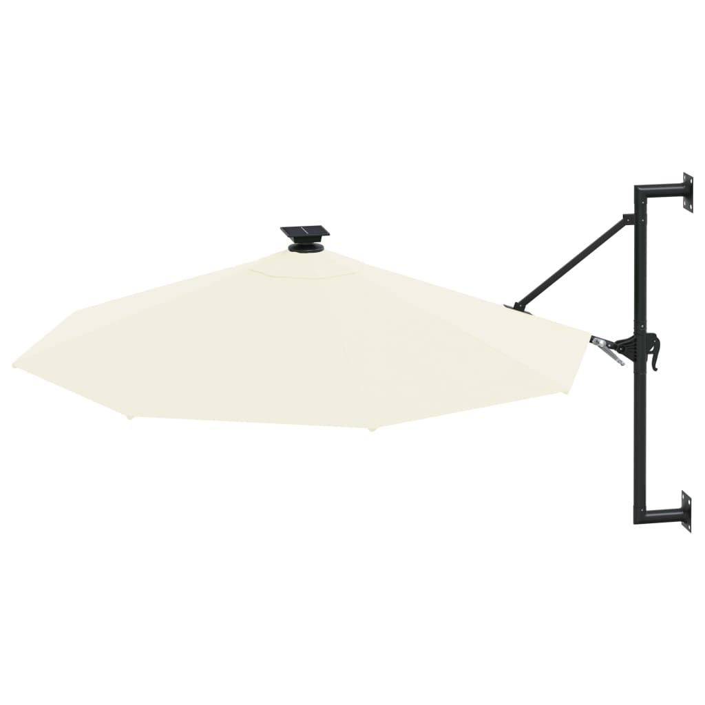 Wandparasol met LED's en metalen paal 300 cm zandkleurig - AllerleiShop