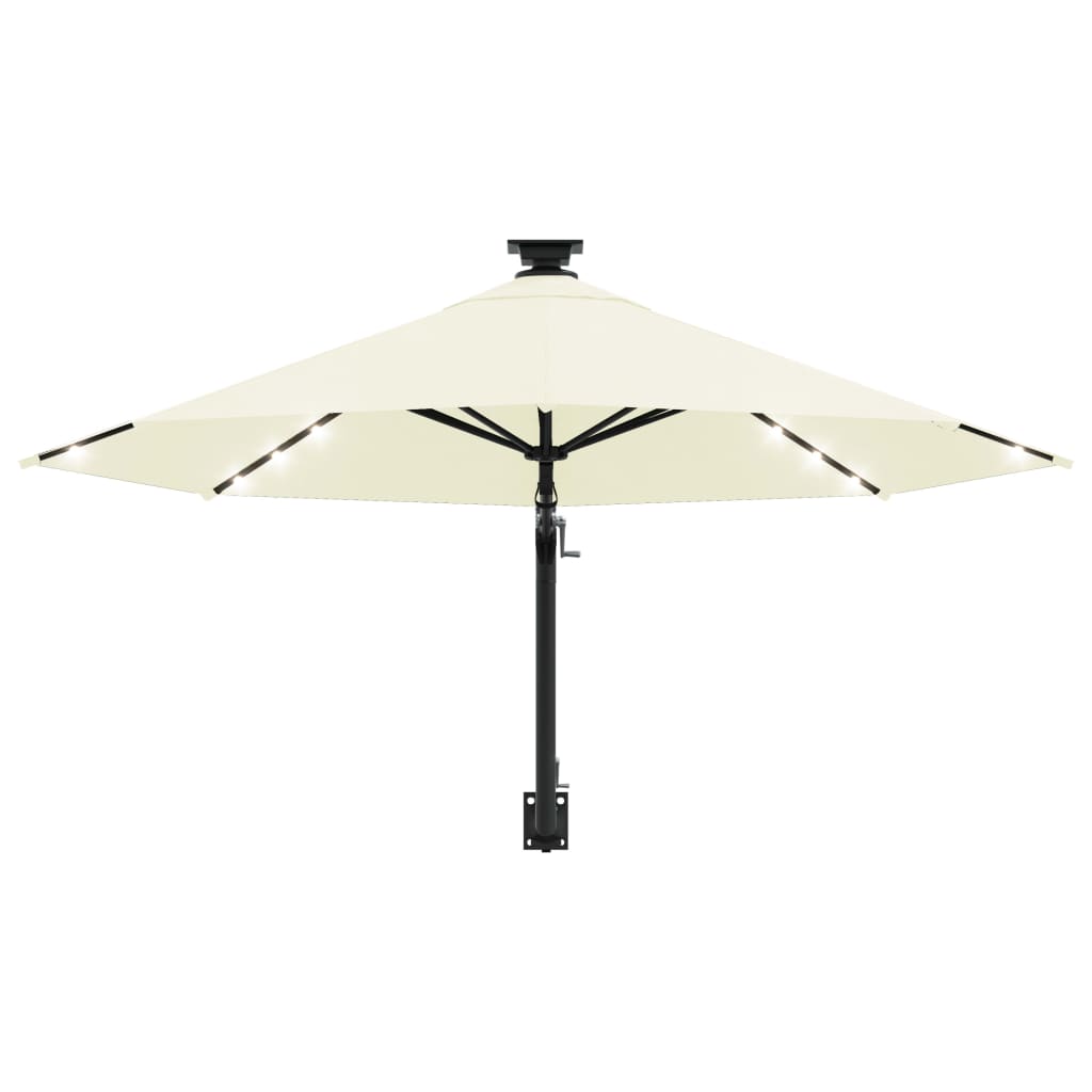 Wandparasol met LED's en metalen paal 300 cm zandkleurig - AllerleiShop