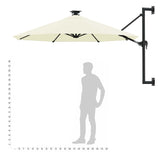 Wandparasol met LED's en metalen paal 300 cm zandkleurig - AllerleiShop