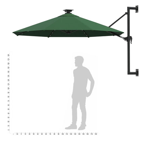 Wandparasol met LED's 300 cm groen - AllerleiShop