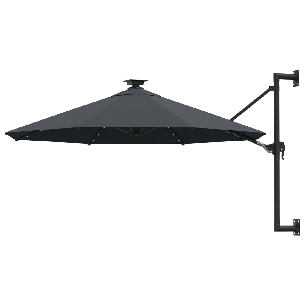 Wandparasol met LED's en metalen paal 300 cm antracietkleurig - AllerleiShop