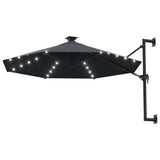 Wandparasol met LED's en metalen paal 300 cm antracietkleurig - AllerleiShop