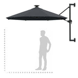 Wandparasol met LED's en metalen paal 300 cm antracietkleurig - AllerleiShop