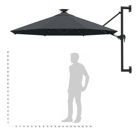 Wandparasol met LED's en metalen paal 300 cm antracietkleurig - AllerleiShop