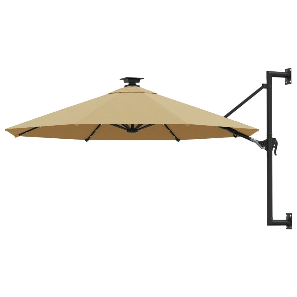 Wandparasol met LED's 300 cm taupe - AllerleiShop